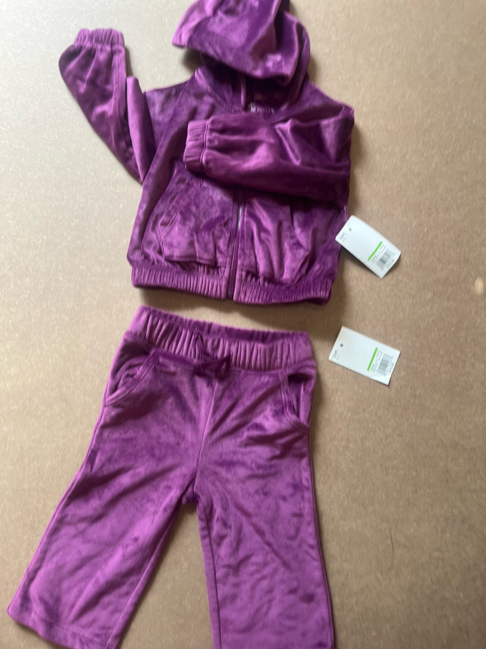 Kids Plush Hooded Tracksuit Costume Set - Purple